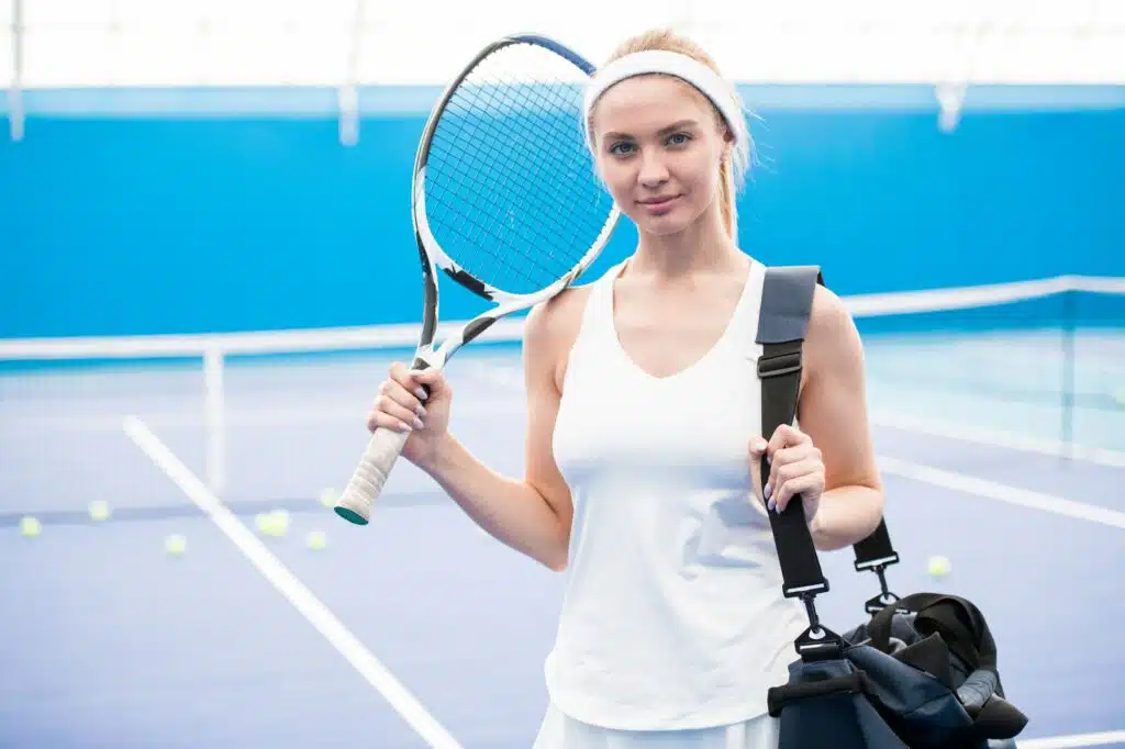 Blonde Tennis Player in Court