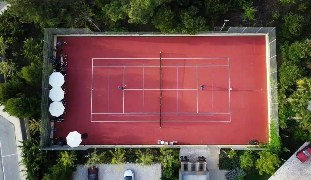 Drone shot of a tennis court