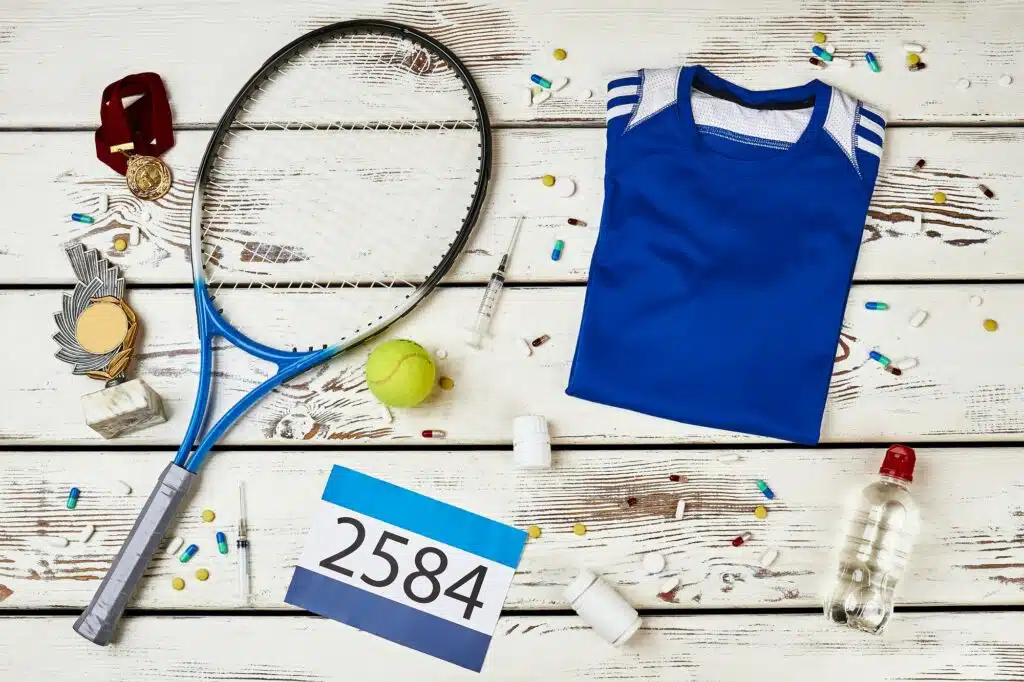 Tennis equipment, drugs and awards